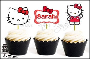 Set Toppers Personalizate Contur HELLO KITTY Nr. 2 - Rosu